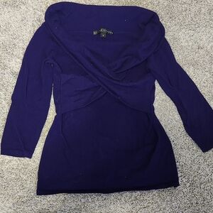 Ralph Lauren Black Label $328 Cashmere Wrap Front Sweater Size M (Fits Like S)